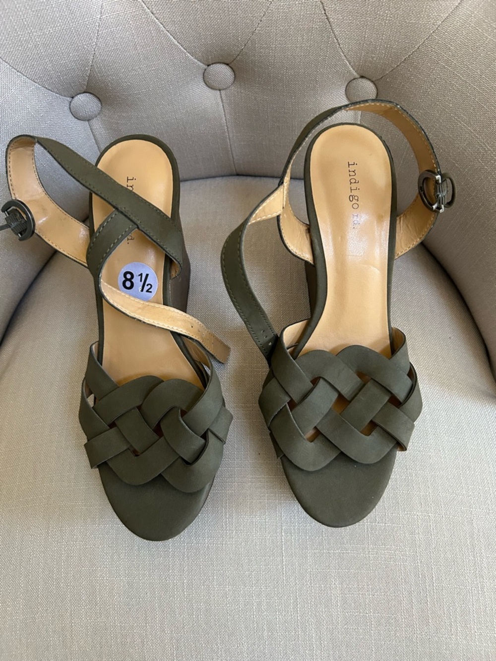 Indigo rd. Olive Woven Slingback Heels